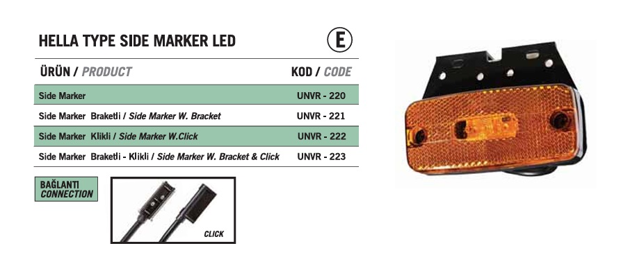 OVAL YAN LAMBA 3 LED HELLA TIP BRAKETLI ACIK UC